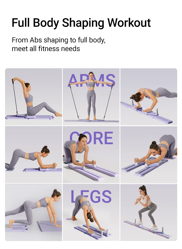 2-in-1 Abs & Ski Board - Portable Core/Leg Trainer, Split Pilates-Reformer for Home Gym, Lightweight Full-Body Fitness