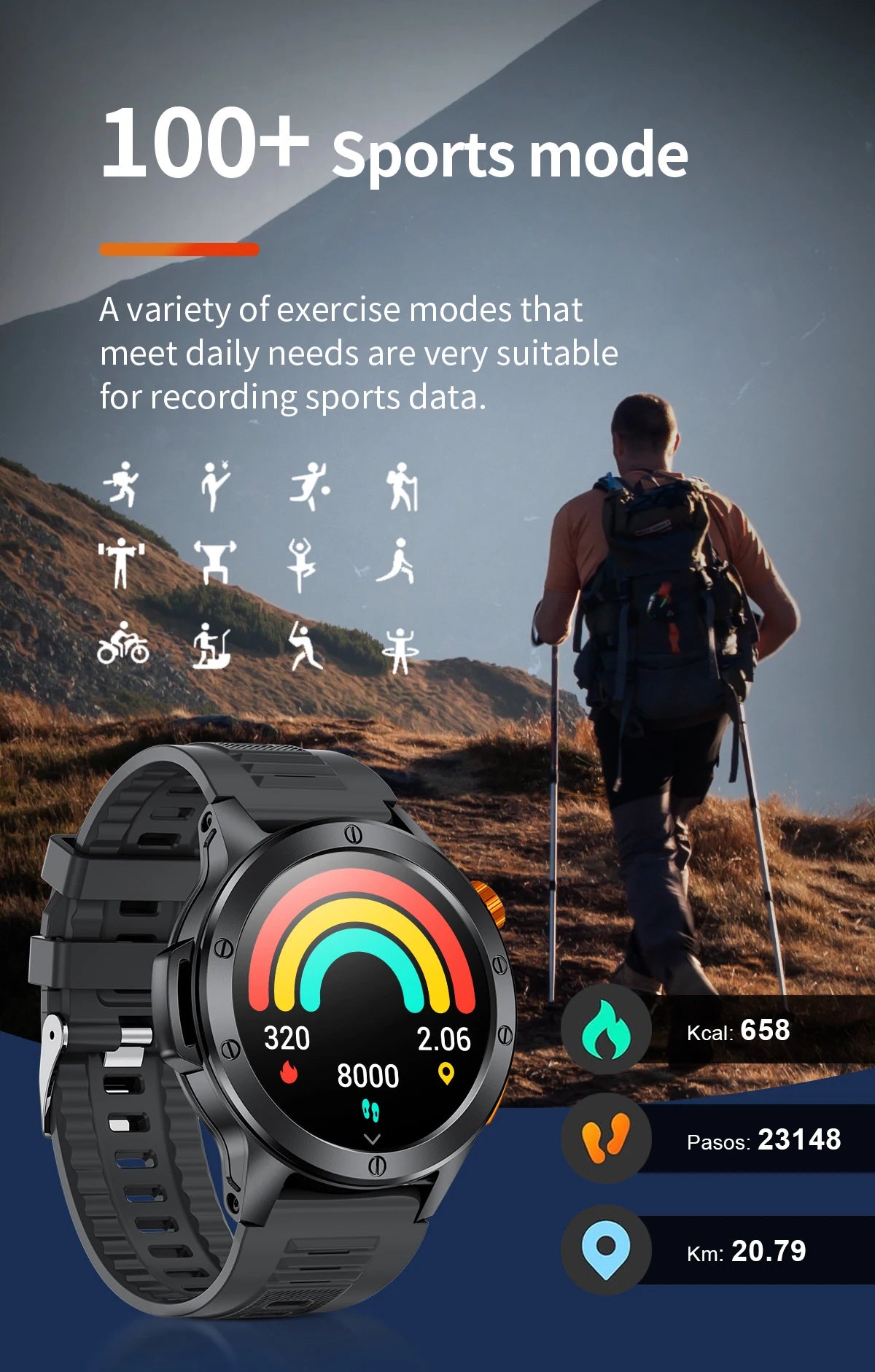 LIGE Sports Smart Watch Men LED Flashlight IP68 Waterproof Bluetooth Call Health Watches Voice Assistant Military Smartwatch Men