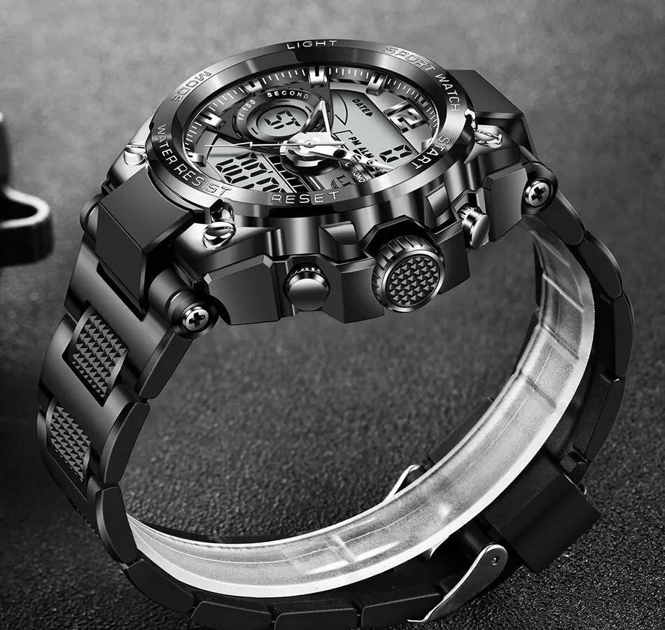 LIGE Men Military Watch Digital 50m Waterproof Wristwatch LED Quartz Clock Sport Watch Male Big Watches Men Relogios Masculino