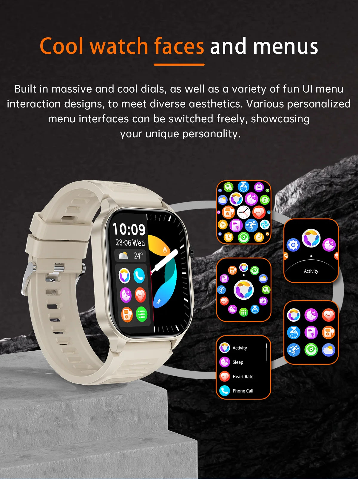 LIGE Smart Watch for Men 3ATM Waterproof Bluetooth Call Health Monitor With Flashlight 370mahBattery 100+Sport Mode Smartwatches