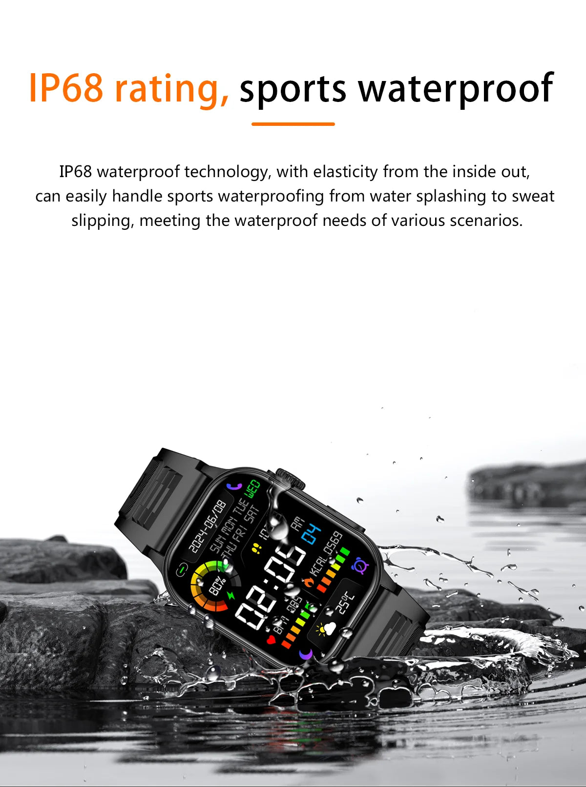 LIGE Smart Watch for Men 3ATM Waterproof Bluetooth Call Health Monitor With Flashlight 370mahBattery 100+Sport Mode Smartwatches