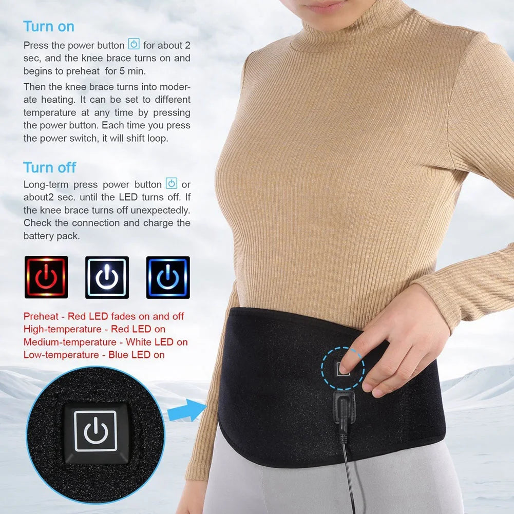 Heating Waist Belt Brace For Pain Relief Lower Back Therapy Lumbar Black