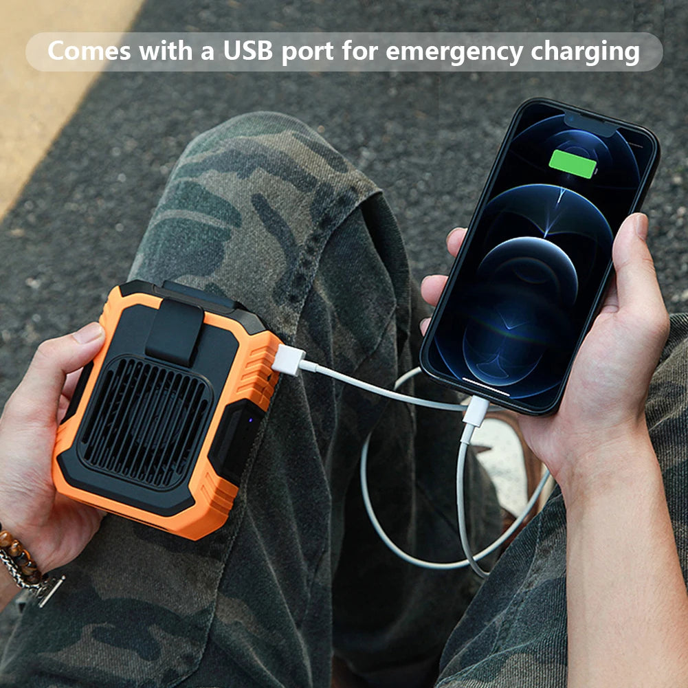 Portable Mini Waist Fan USB Rechargeable 4000mAh Clip Fan Emergency Power Bladeless Cooler for Outdoor Activities