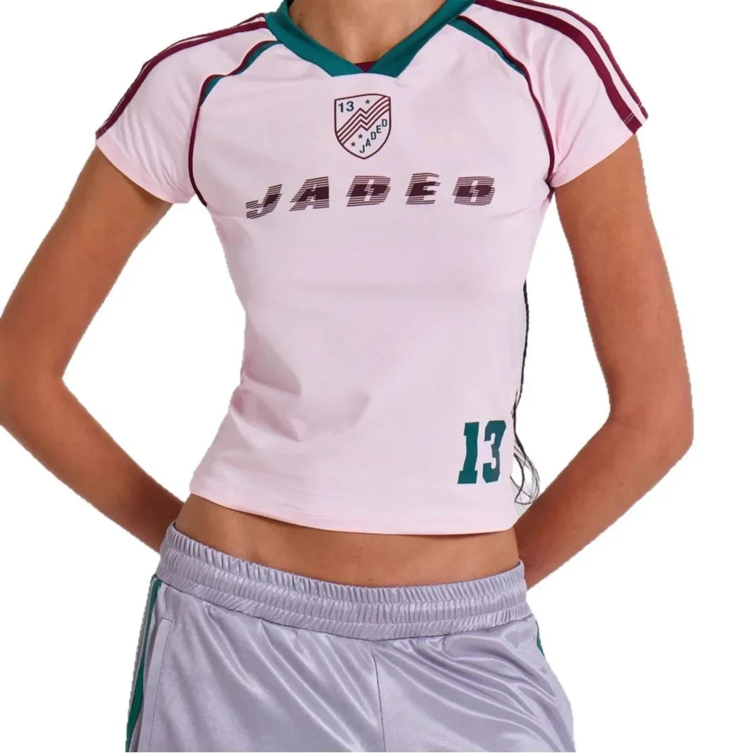2025 Woman Clothing Shorts Suit America Sports Style Fashion Slim Retro Summer Letter Print Short-sleeved Top Y2k ropa de mujer