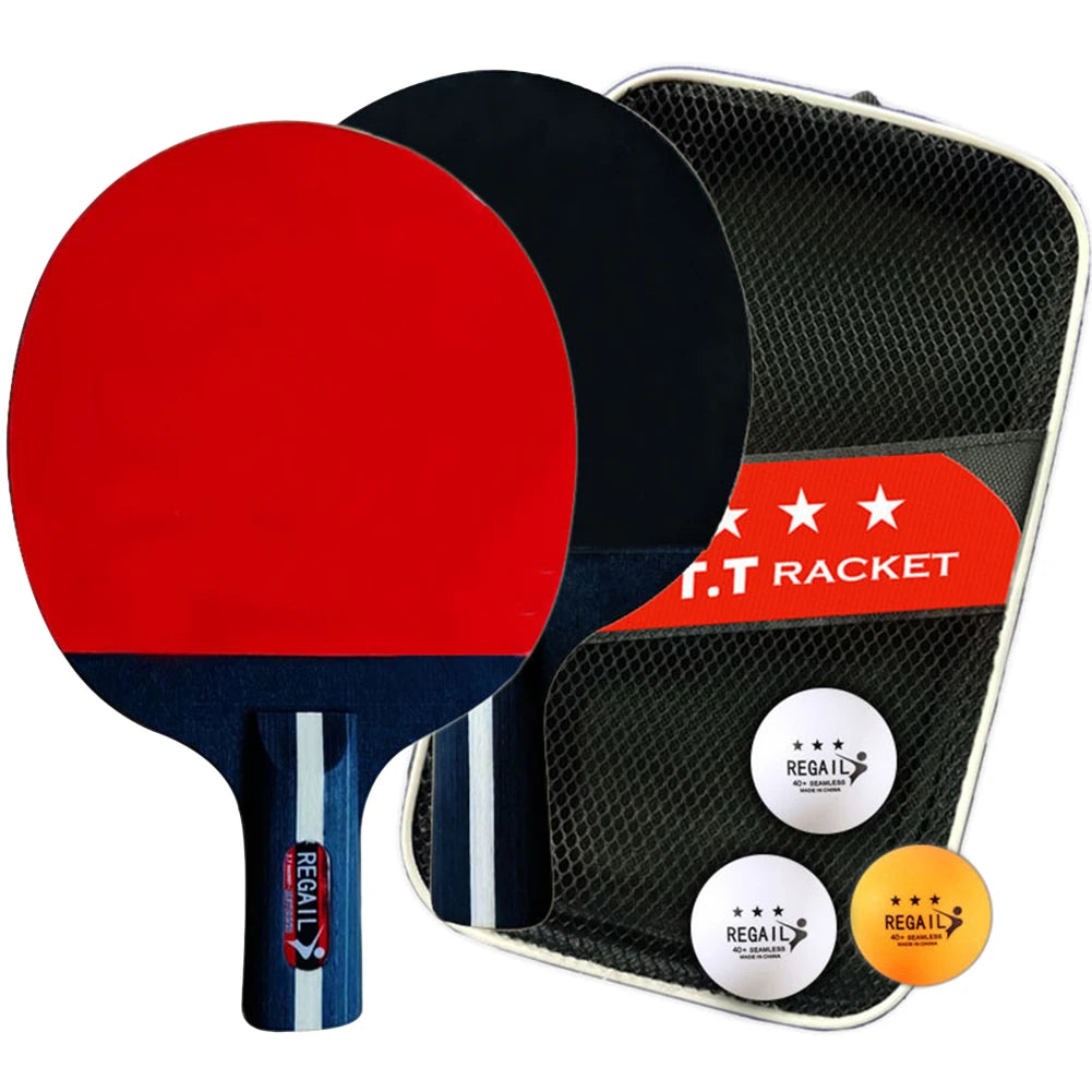 Table Tennis Racket 2 Rackets & 3 Balls Ping Pong Paddles Set Professional 2 Player Ping Pong Set for Beginners Training Game