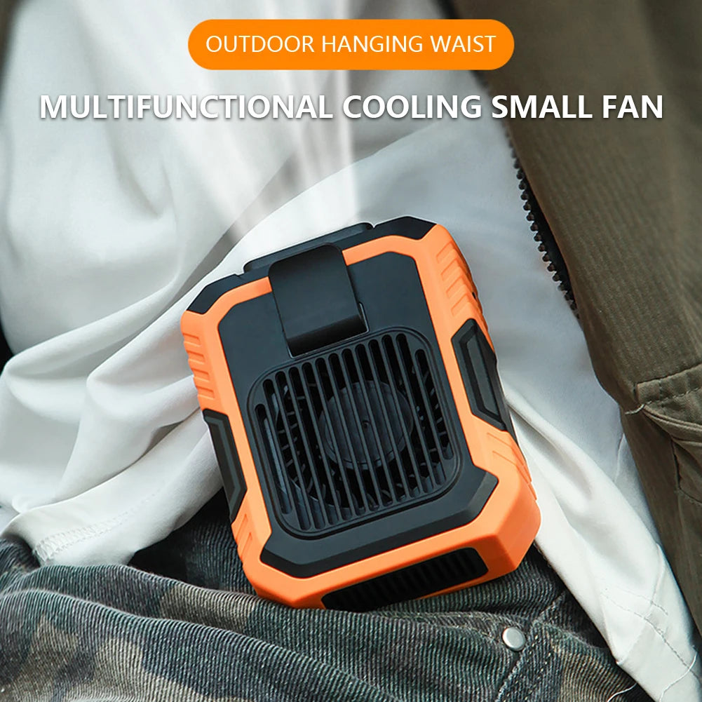 Portable Mini Waist Fan USB Rechargeable 4000mAh Clip Fan Emergency Power Bladeless Cooler for Outdoor Activities