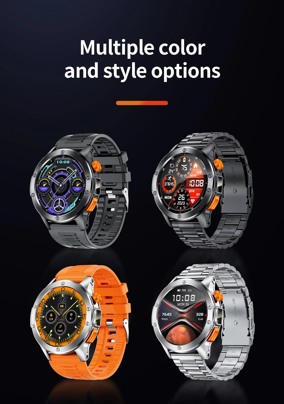 LIGE Sports Smart Watch Men LED Flashlight IP68 Waterproof Bluetooth Call Health Watches Voice Assistant Military Smartwatch Men