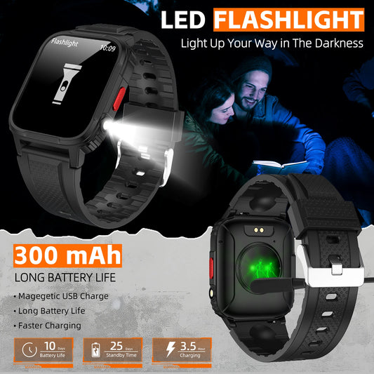 LaNikar Men's Smartwatch with Voice Assistant Health Smartwatch Equipped with Heart Rate/sleep Suitable for IPhone and Android