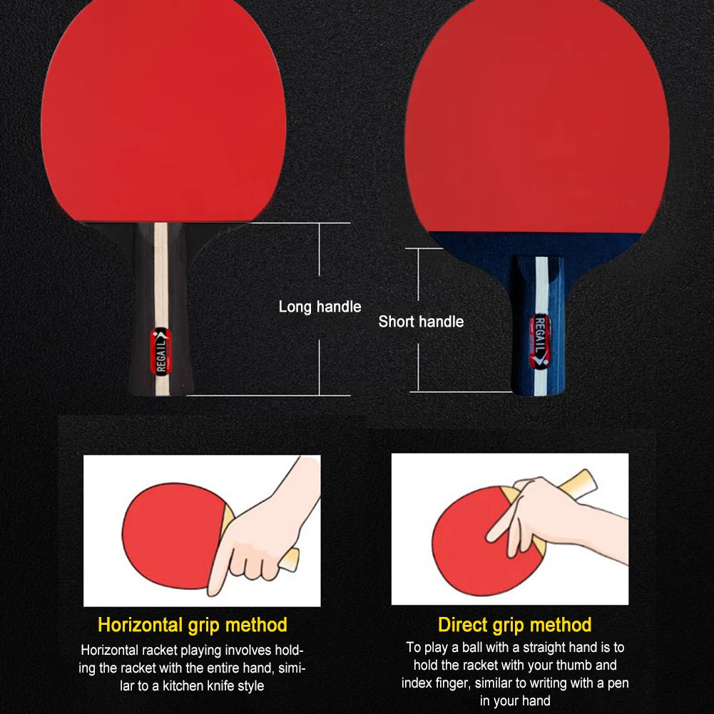 Table Tennis Racket 2 Rackets & 3 Balls Ping Pong Paddles Set Professional 2 Player Ping Pong Set for Beginners Training Game