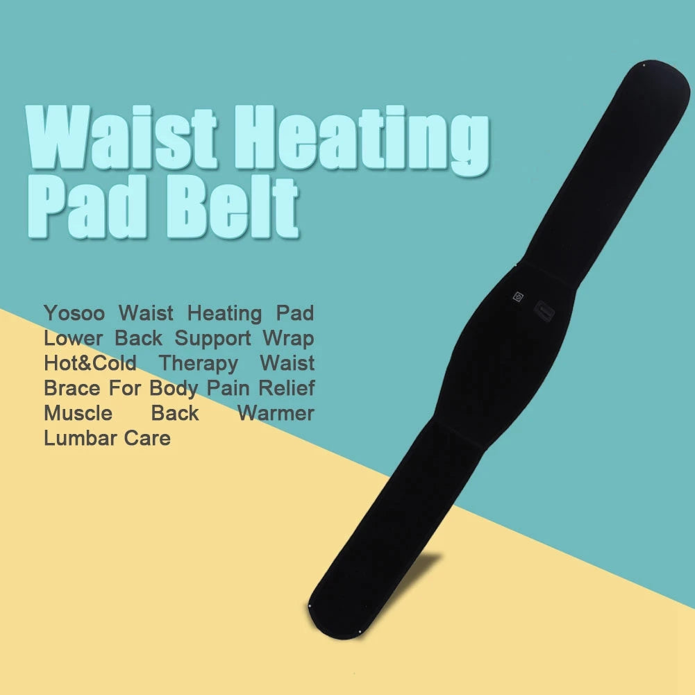 Heating Waist Belt Brace For Pain Relief Lower Back Therapy Lumbar Black