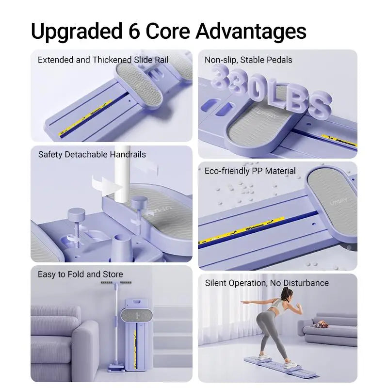 "Foldable 3-in-1 Ski Trainer: Leg, Pelvic & Hip Strengthener for Postpartum Women, Home Gym Equipment"