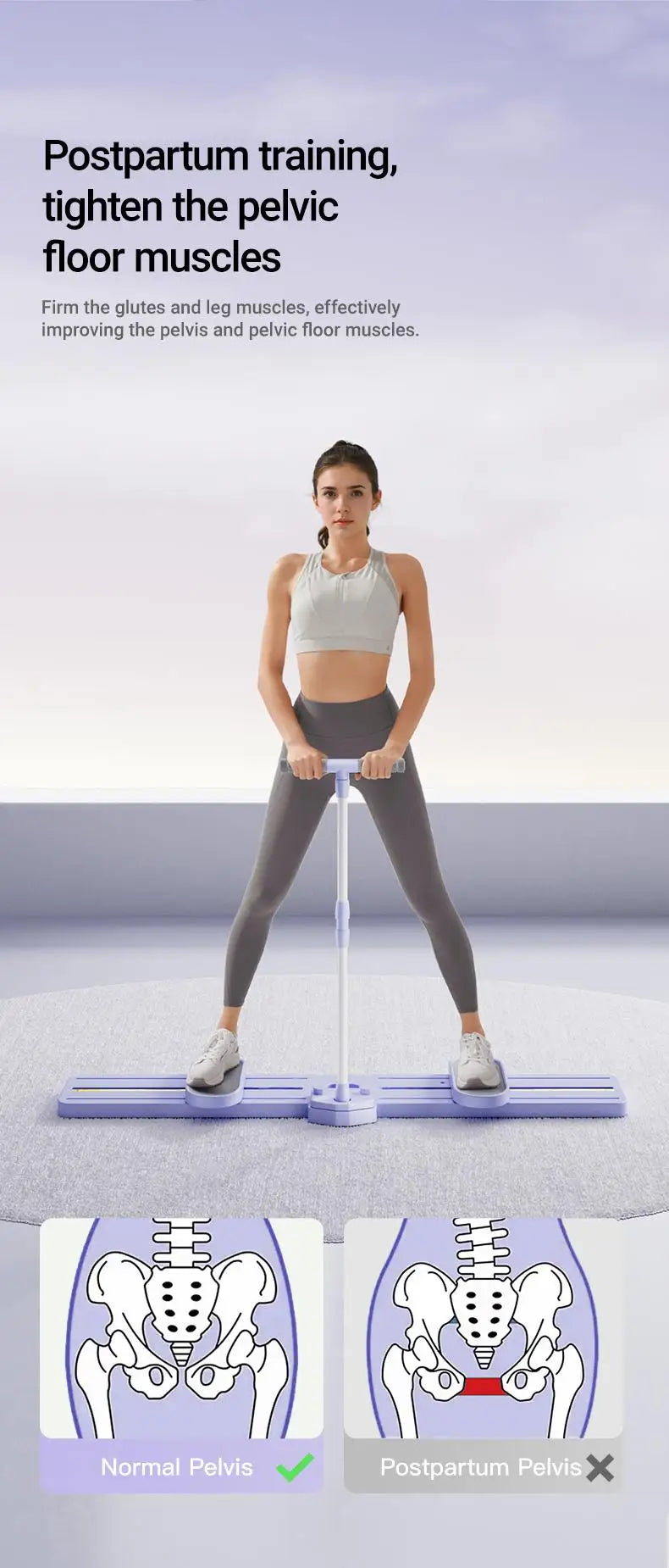 "Foldable 3-in-1 Ski Trainer: Leg, Pelvic & Hip Strengthener for Postpartum Women, Home Gym Equipment"