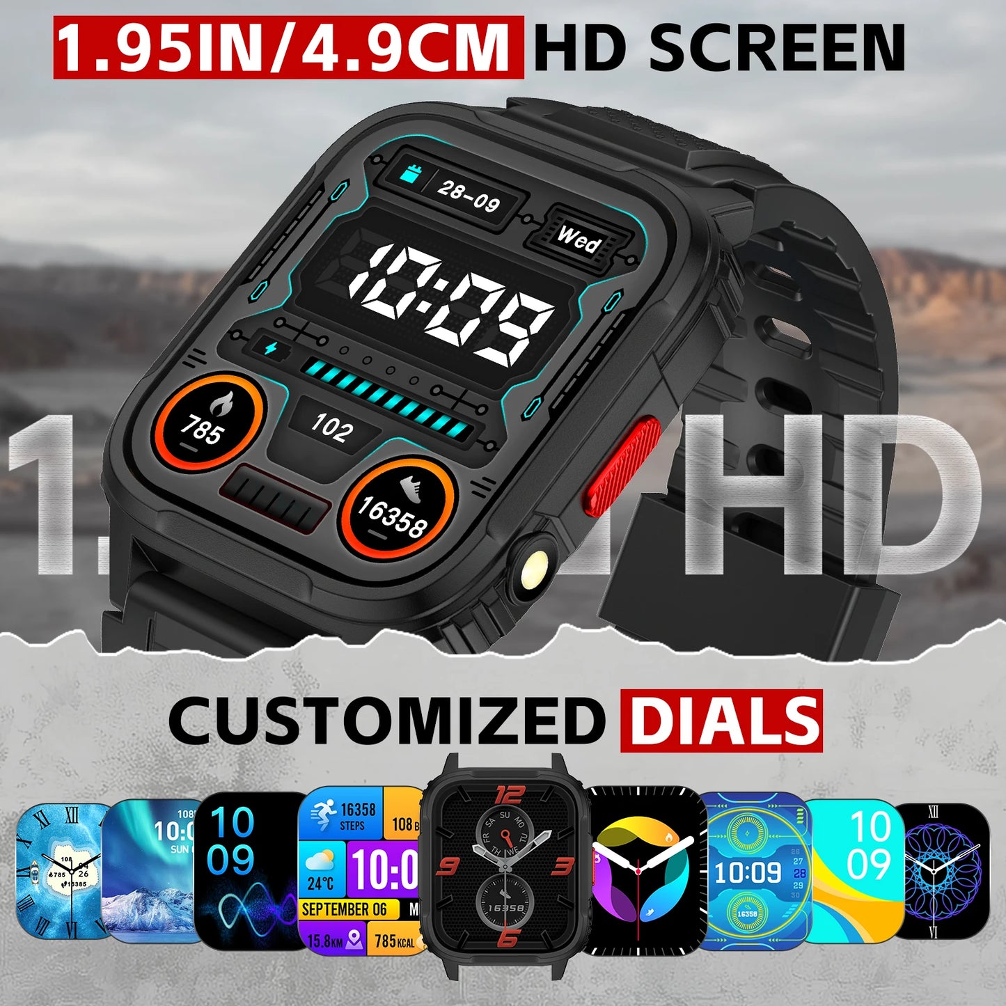 LaNikar Men's Smartwatch with Voice Assistant Health Smartwatch Equipped with Heart Rate/sleep Suitable for IPhone and Android