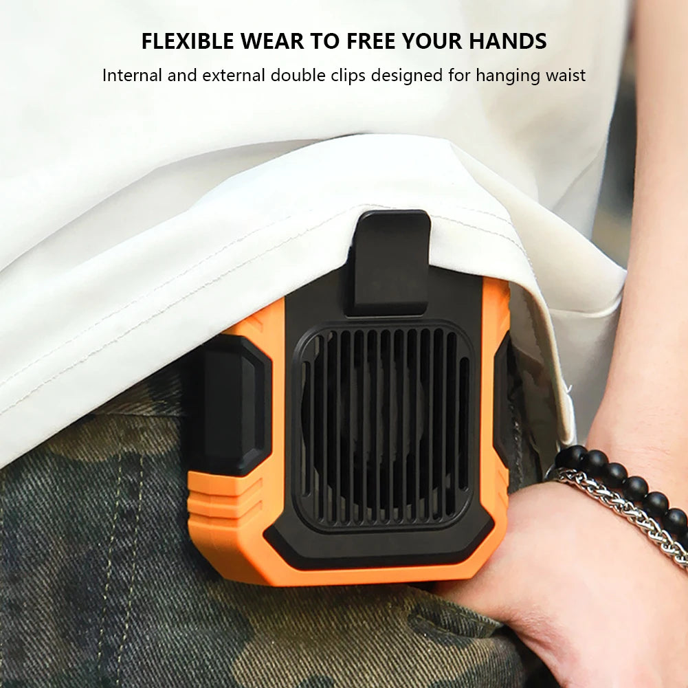 Portable Mini Waist Fan USB Rechargeable 4000mAh Clip Fan Emergency Power Bladeless Cooler for Outdoor Activities