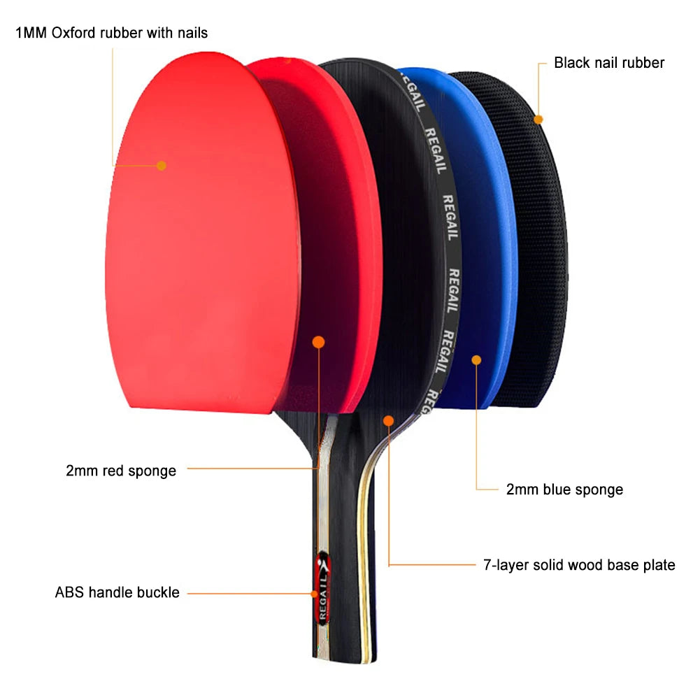 Table Tennis Racket 2 Rackets & 3 Balls Ping Pong Paddles Set Professional 2 Player Ping Pong Set for Beginners Training Game