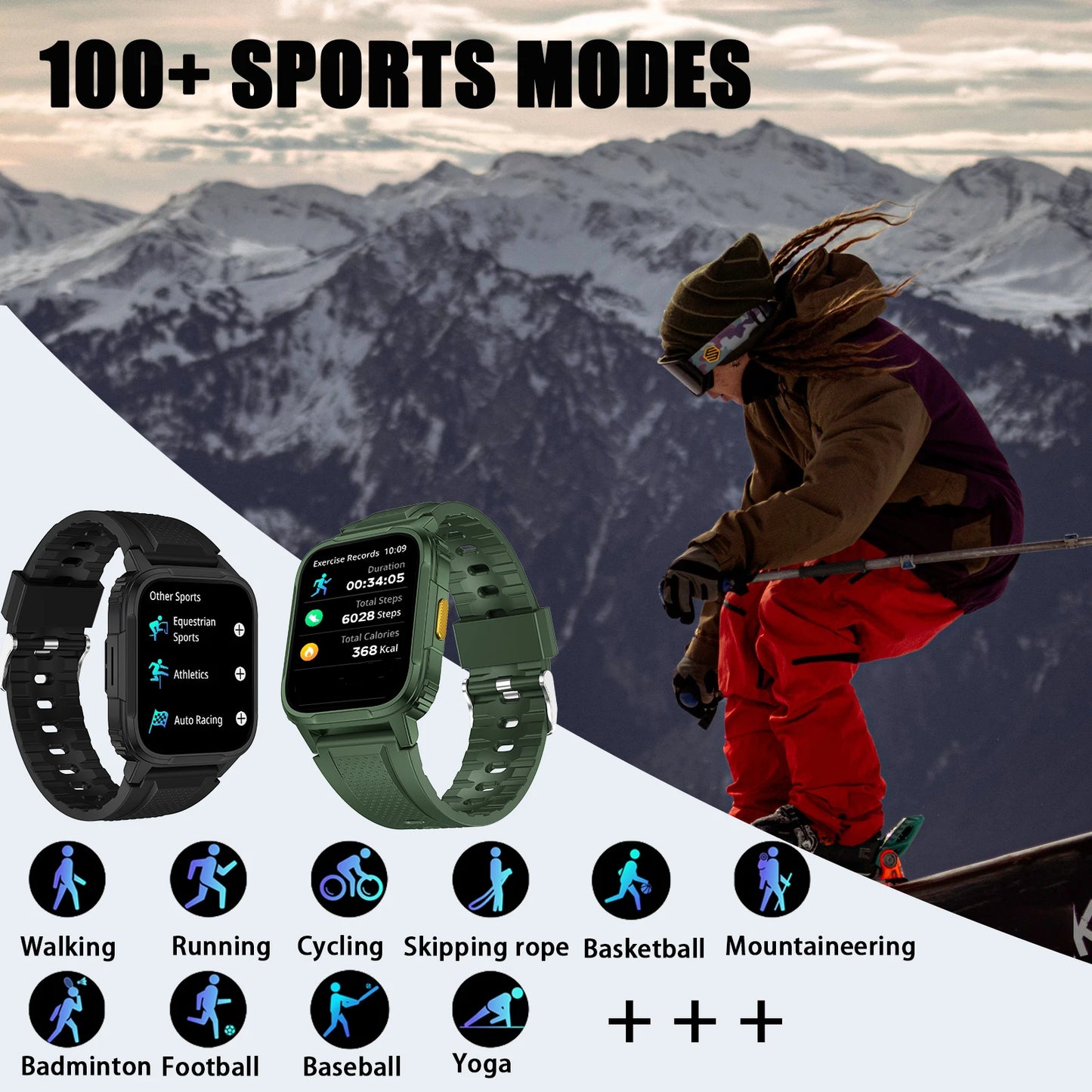 LaNikar Men's Smartwatch with Voice Assistant Health Smartwatch Equipped with Heart Rate/sleep Suitable for IPhone and Android