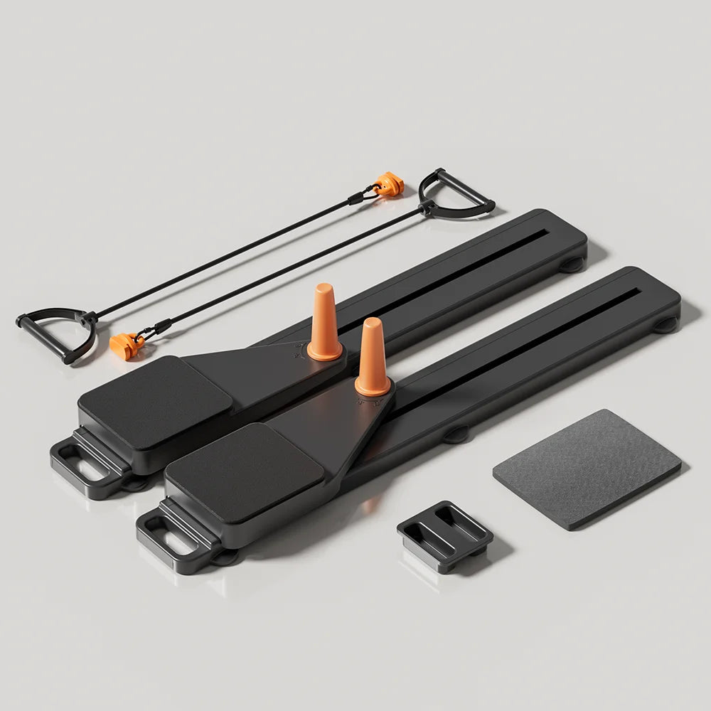 2-in-1 Abs & Ski Board - Portable Core/Leg Trainer, Split Pilates-Reformer for Home Gym, Lightweight Full-Body Fitness