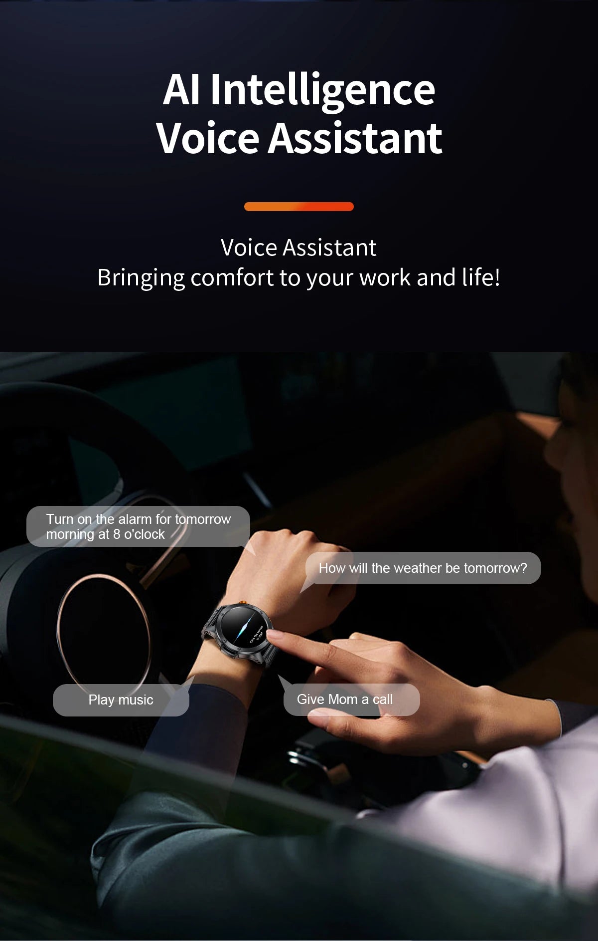 LIGE Sports Smart Watch Men LED Flashlight IP68 Waterproof Bluetooth Call Health Watches Voice Assistant Military Smartwatch Men