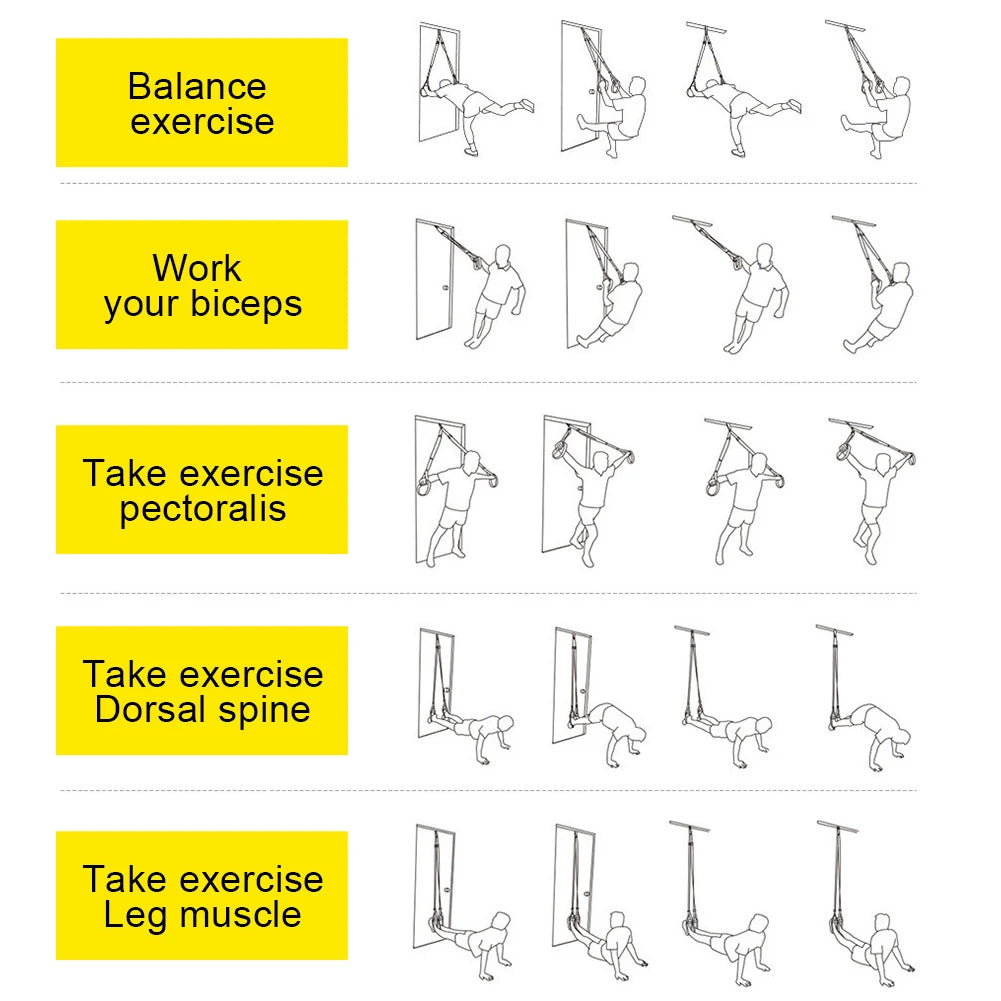 Suspension Trainer System Resistance Trainer Fitness Straps Multi-Function Bodyweight Resistance Bands for Full Body Workout