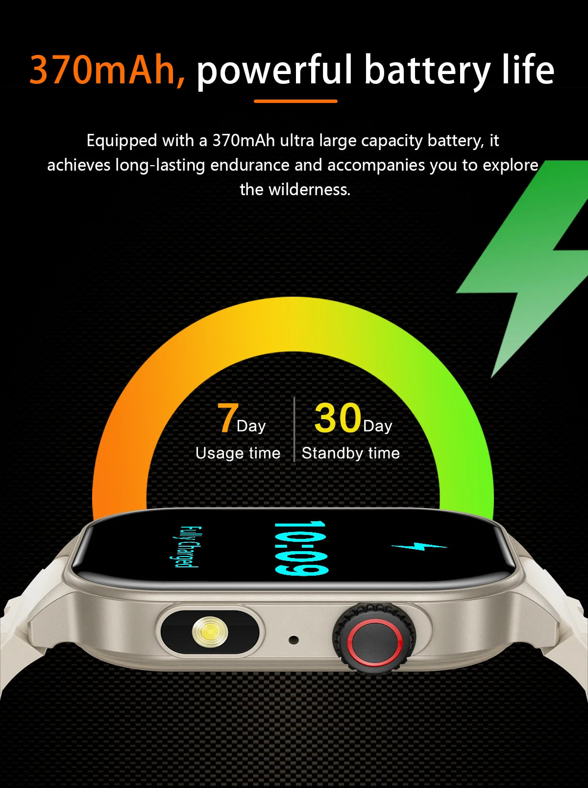 LIGE Smart Watch for Men 3ATM Waterproof Bluetooth Call Health Monitor With Flashlight 370mahBattery 100+Sport Mode Smartwatches