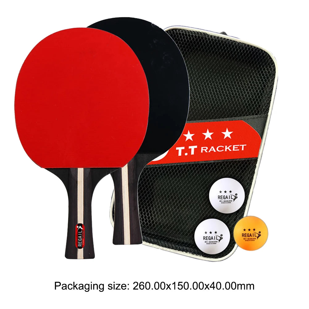 Table Tennis Racket 2 Rackets & 3 Balls Ping Pong Paddles Set Professional 2 Player Ping Pong Set for Beginners Training Game