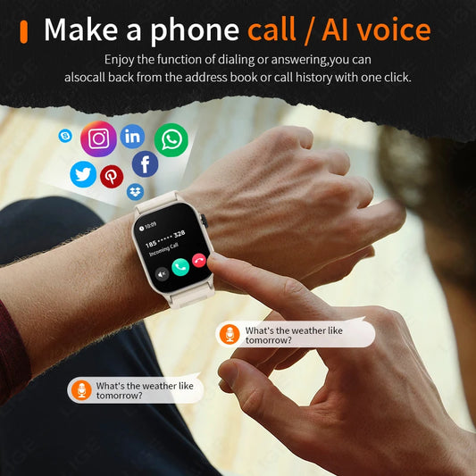 LIGE Smart Watch for Men 3ATM Waterproof Bluetooth Call Health Monitor With Flashlight 370mahBattery 100+Sport Mode Smartwatches