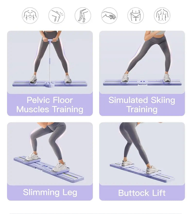 "Foldable 3-in-1 Ski Trainer: Leg, Pelvic & Hip Strengthener for Postpartum Women, Home Gym Equipment"