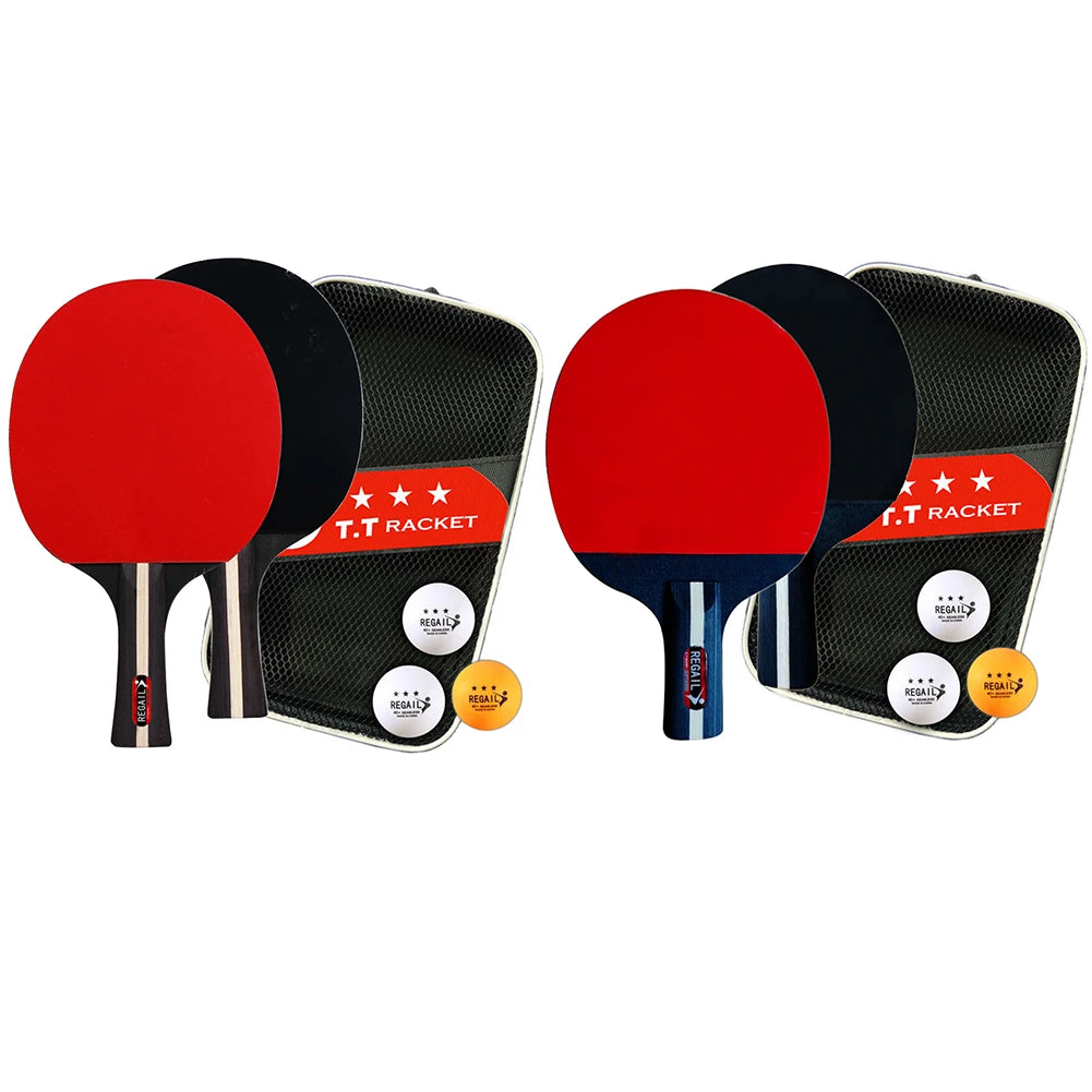 Table Tennis Racket 2 Rackets & 3 Balls Ping Pong Paddles Set Professional 2 Player Ping Pong Set for Beginners Training Game