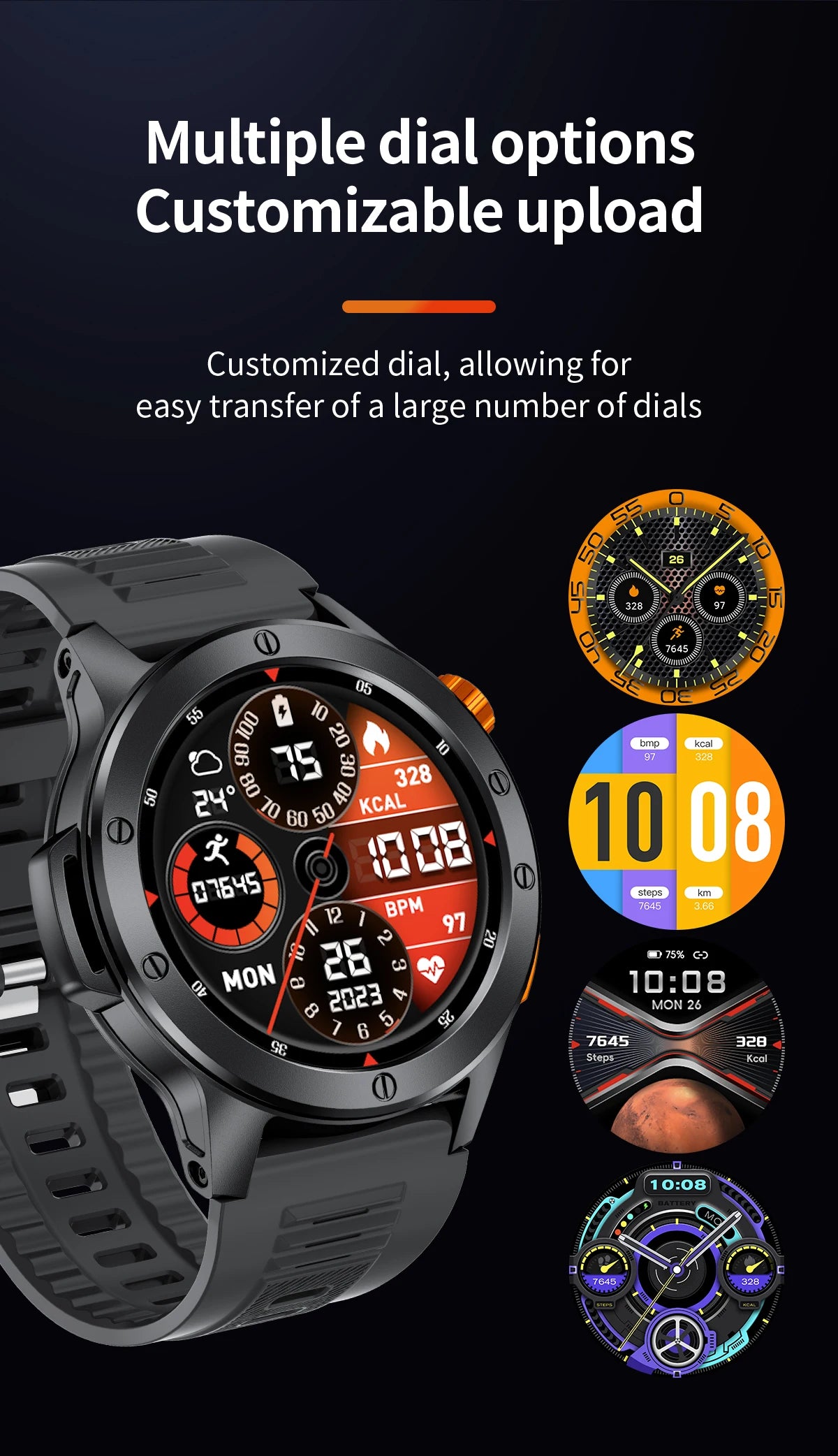 LIGE Sports Smart Watch Men LED Flashlight IP68 Waterproof Bluetooth Call Health Watches Voice Assistant Military Smartwatch Men