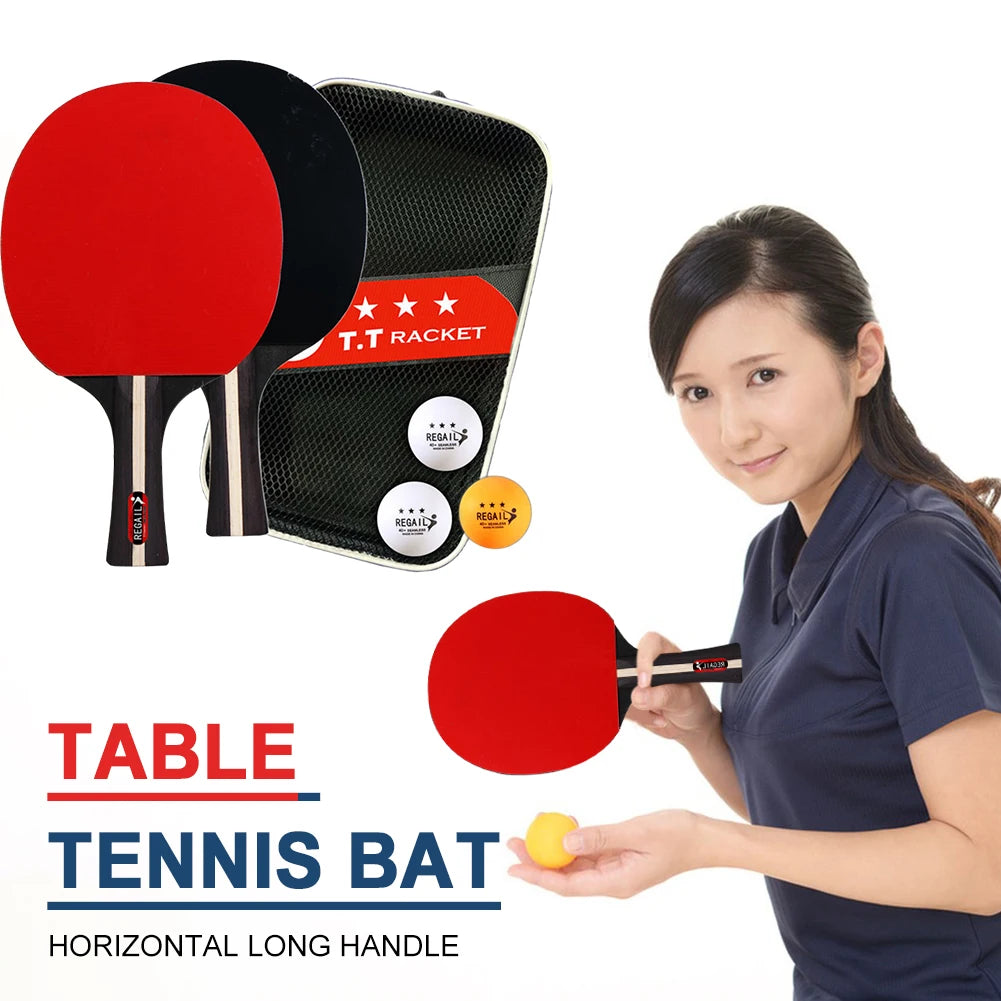 Table Tennis Racket 2 Rackets & 3 Balls Ping Pong Paddles Set Professional 2 Player Ping Pong Set for Beginners Training Game