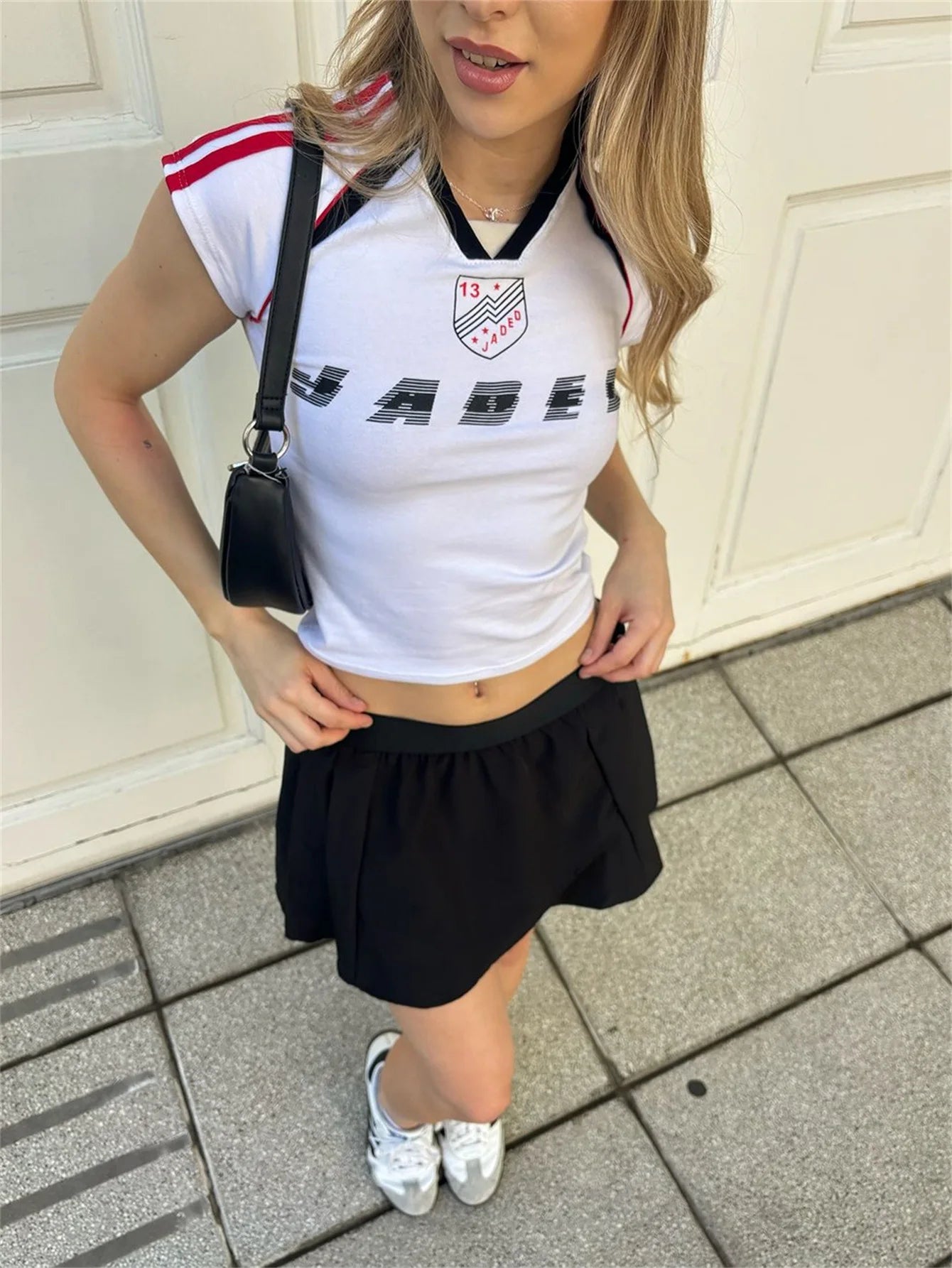 2025 Woman Clothing Shorts Suit America Sports Style Fashion Slim Retro Summer Letter Print Short-sleeved Top Y2k ropa de mujer