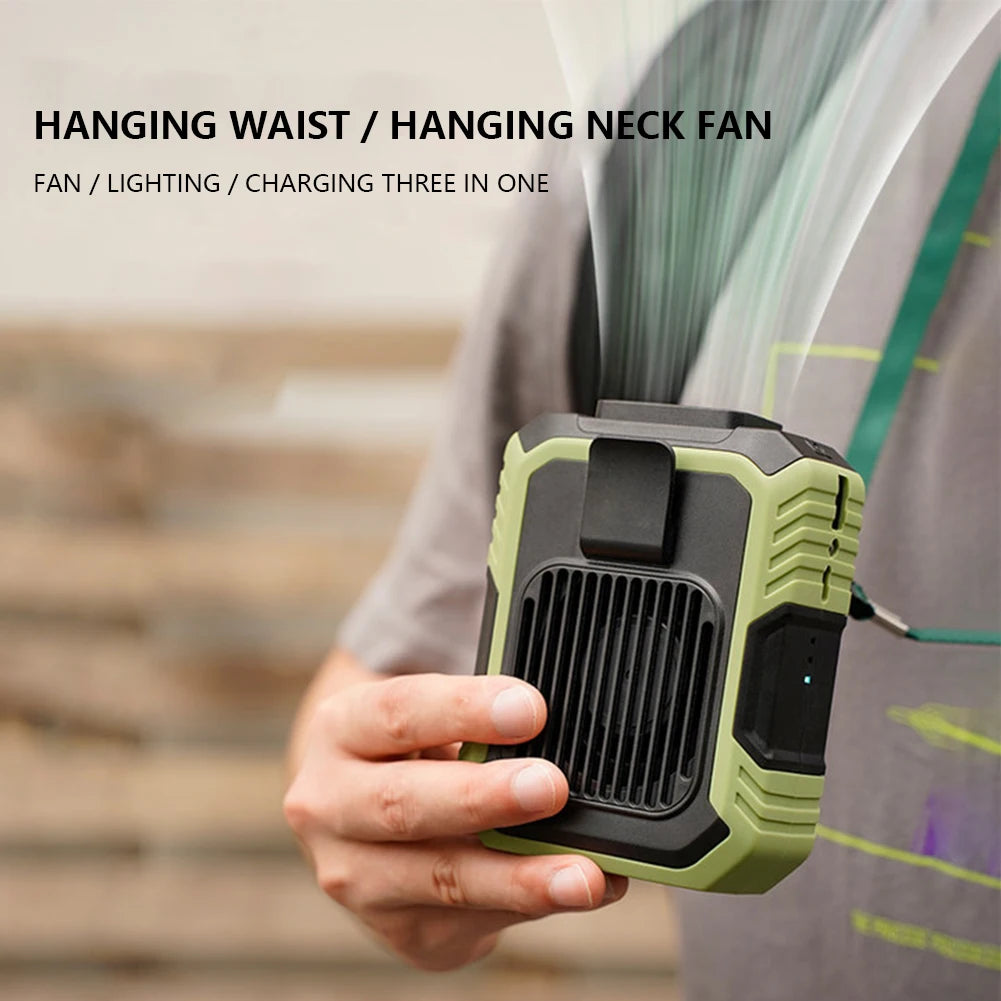 Portable Mini Waist Fan USB Rechargeable 4000mAh Clip Fan Emergency Power Bladeless Cooler for Outdoor Activities