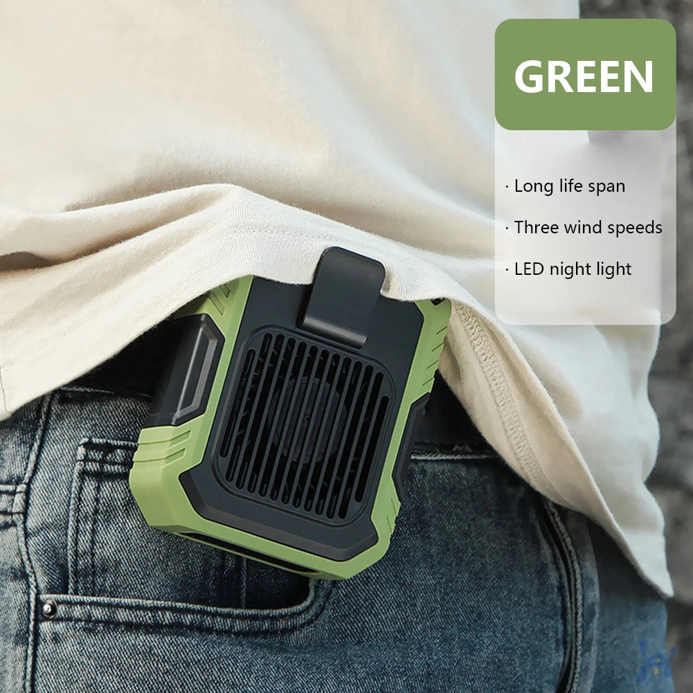Portable Mini Waist Fan USB Rechargeable 4000mAh Clip Fan Emergency Power Bladeless Cooler for Outdoor Activities
