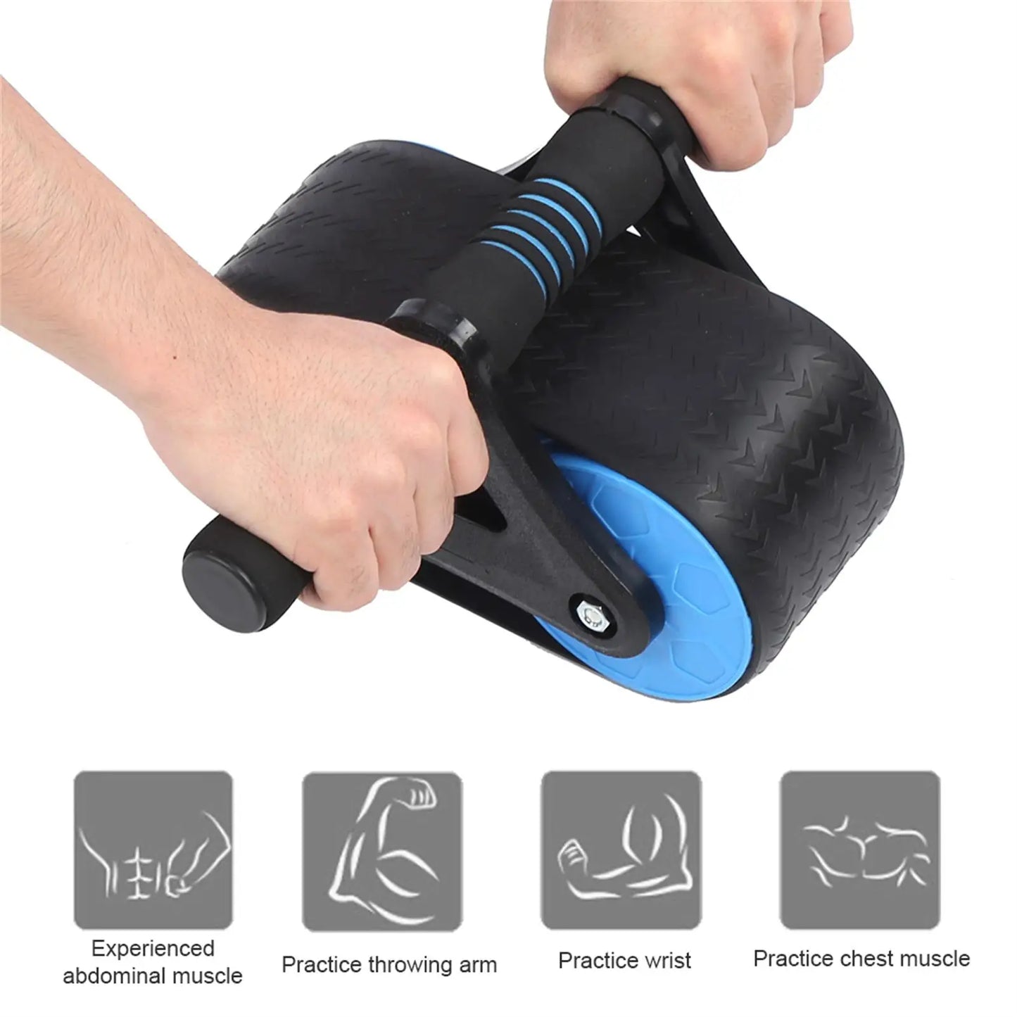 Springback Wheels Roller Domestic Abdominal Exerciser Push‑up Training Mute Fitness Equipment Blue Springback Wheels Roller