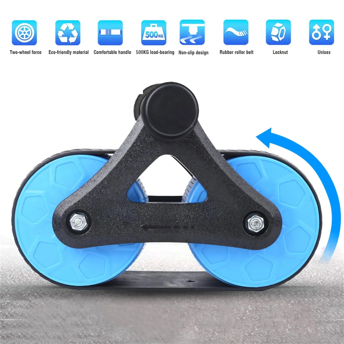 Springback Wheels Roller Domestic Abdominal Exerciser Push‑up Training Mute Fitness Equipment Blue Springback Wheels Roller