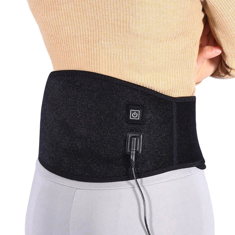 Heating Waist Belt Brace For Pain Relief Lower Back Therapy Lumbar Black