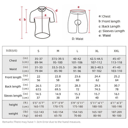Men Breathable Quick Dry Comfortable Short Sleeve Jersey + Padded Shorts Cycle Clothing Set Riding Sportswear
