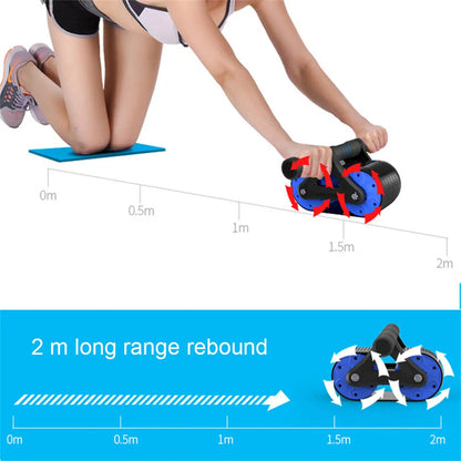 Springback Wheels Roller Domestic Abdominal Exerciser Push‑up Training Mute Fitness Equipment Blue Springback Wheels Roller