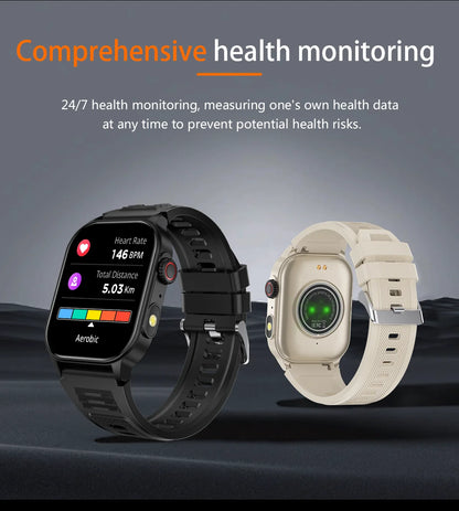 LIGE Smart Watch for Men 3ATM Waterproof Bluetooth Call Health Monitor With Flashlight 370mahBattery 100+Sport Mode Smartwatches