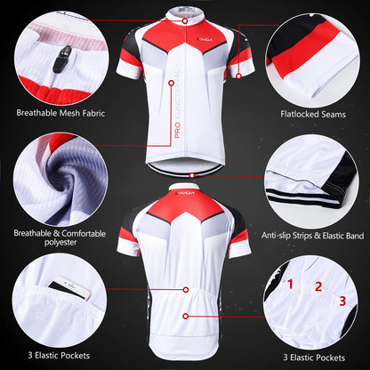 Men Breathable Quick Dry Comfortable Short Sleeve Jersey + Padded Shorts Cycle Clothing Set Riding Sportswear