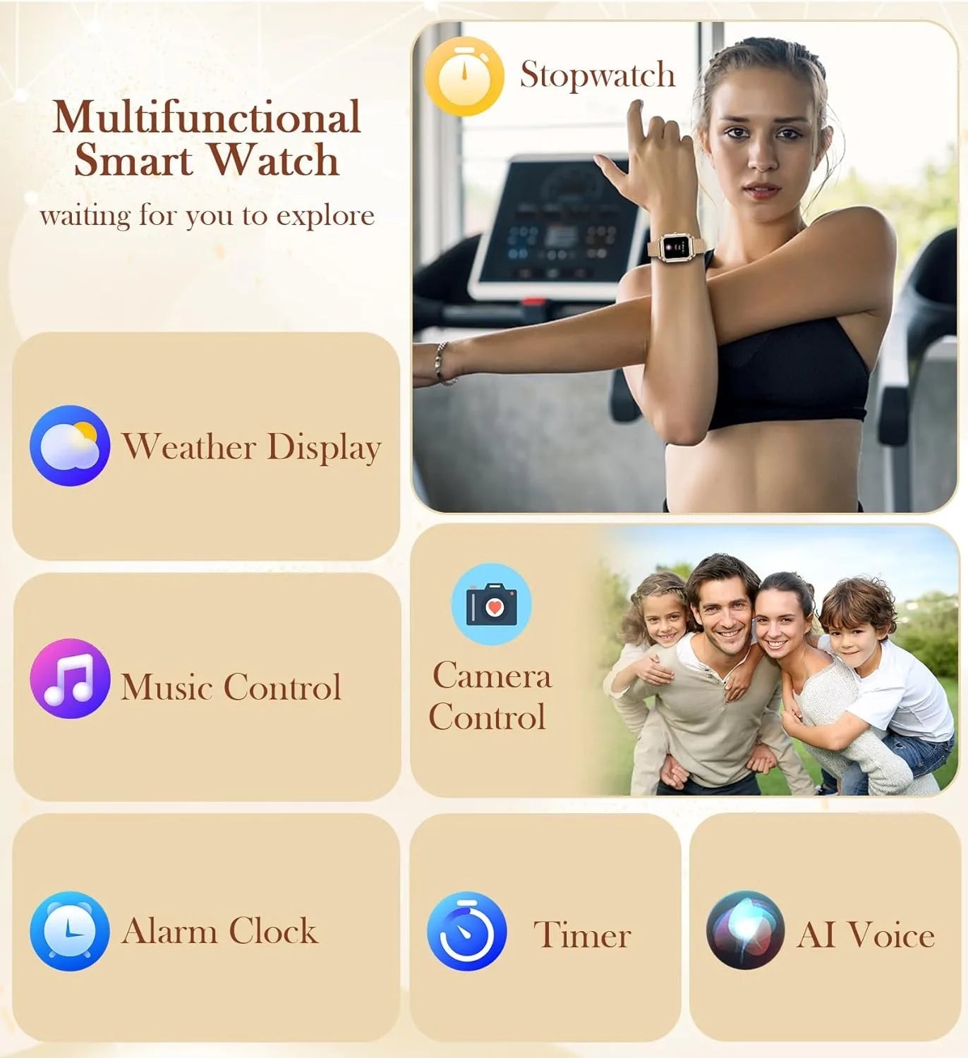 Women's Fashion Wearable Smartwatch (answer/dial), For Android And IPhone, Fitness Watch, AI Voice Function
