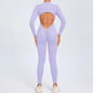Seamless Yoga Zipper Jumpsuits Sports Fitness Beauty Back Hip-Lifting Long-Sleeved One-Piece Workout Gym Tracksuits for Women