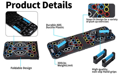 Color Folding Push-up Plate Bracket Multi-mode Adjustable with Chest Abdomen Back Partition Core Muscle Exerciser