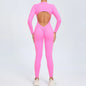Seamless Yoga Zipper Jumpsuits Sports Fitness Beauty Back Hip-Lifting Long-Sleeved One-Piece Workout Gym Tracksuits for Women