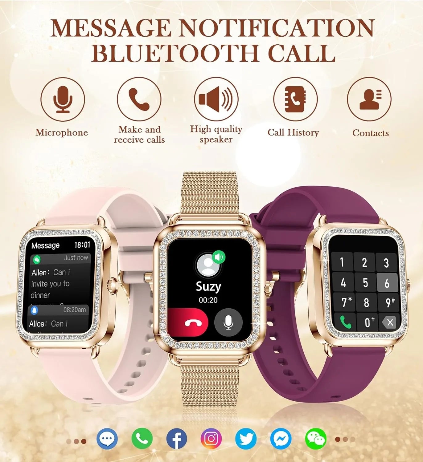 Women's Fashion Wearable Smartwatch (answer/dial), For Android And IPhone, Fitness Watch, AI Voice Function