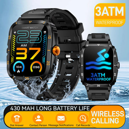 LaNikar Smart Watch 3ATM Waterproof 1.96" IPS Screen Military KT71 Men 100+ Sport Mode Heart Rate Blood Pressure Bluetooth Call
