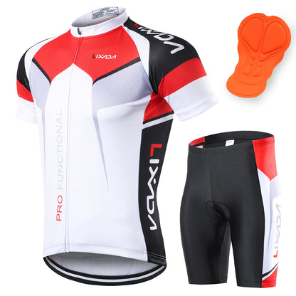 Men Breathable Quick Dry Comfortable Short Sleeve Jersey + Padded Shorts Cycle Clothing Set Riding Sportswear