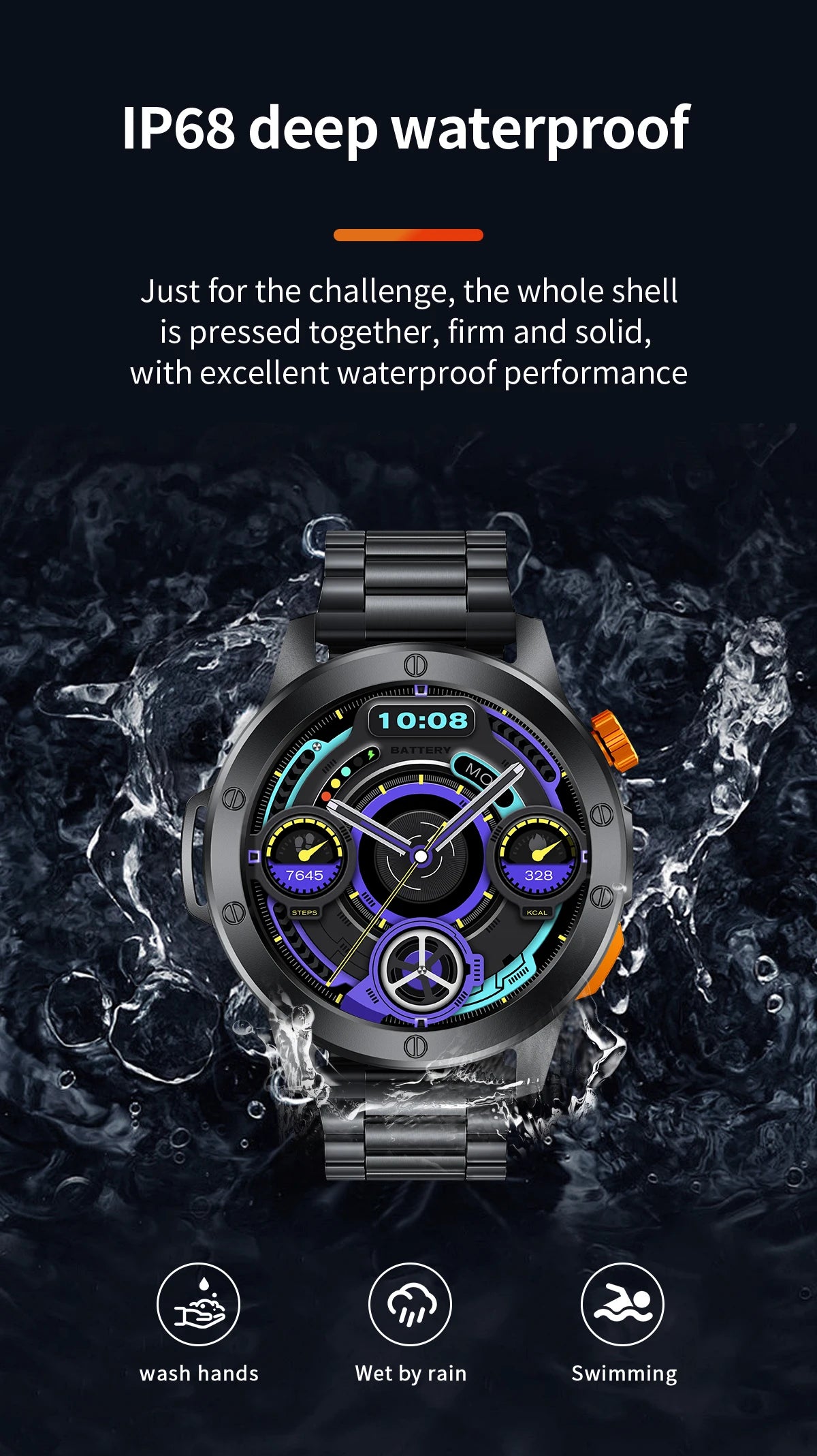 LIGE Sports Smart Watch Men LED Flashlight IP68 Waterproof Bluetooth Call Health Watches Voice Assistant Military Smartwatch Men