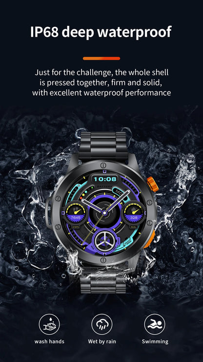 LIGE Sports Smart Watch Men LED Flashlight IP68 Waterproof Bluetooth Call Health Watches Voice Assistant Military Smartwatch Men