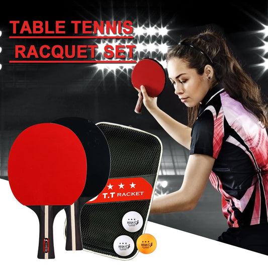 Table Tennis Racket 2 Rackets & 3 Balls Ping Pong Paddles Set Professional 2 Player Ping Pong Set for Beginners Training Game
